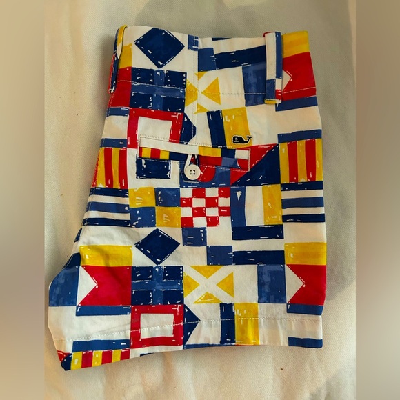 NWT Vineyard Vines Womens 3.5” Nautical Flag Bold Print Summer Chino Shorts SZ-0 - Picture 5 of 9